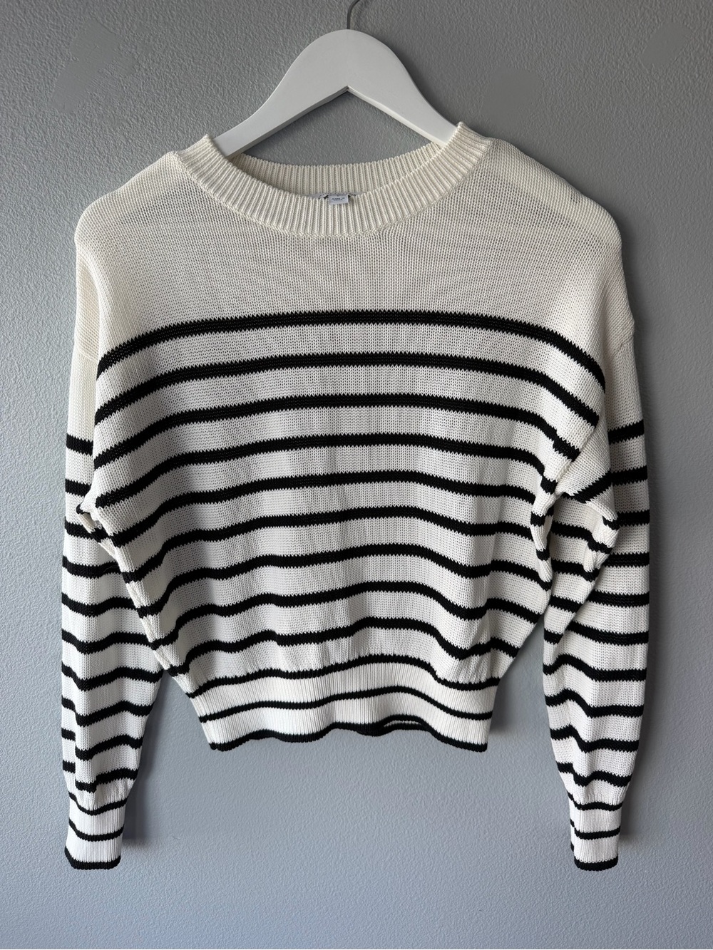 Ann Taylor Weekend white black striped dolman sweater Women’s sz S
